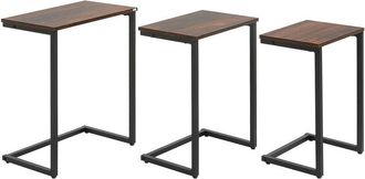 HOMCOM Homcom - Juego De 3 Mesas Auxiliares Mesas Nido Industrial En Forma De Con Patas De Acero Para Sal&oacute;n Oficina 45x30x60 Cm 40x28x56 Cm Y 34x25x50 Cm