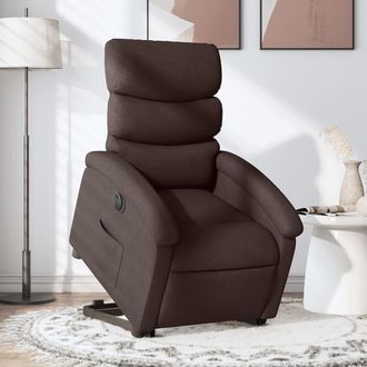 vidaXL Vidaxl - Sill&oacute;n El&eacute;ctrico Reclinable Elevable De Tela Marr&oacute;n Oscuro