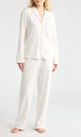 Lunya Slumberknit Pajamas in Lunar White/quiet Lilac at Nordstrom, Size X-Small
