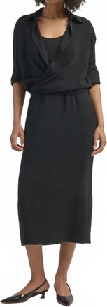 Lafayette 148 New York Long Sleeve Convertible Maxi Dress In Black