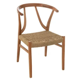 Jolipa Silla de madera de teca y ratán trenzado