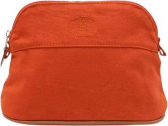 Herm&egrave;s Pre-owned Clutches, female, Orange, Size: ONE SIZE Pre-owned Bolide20 Canvas Pouch
