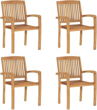 vidaXL Vidaxl - Stacking Garden Chairs 4 pcs Solid Teak Wood