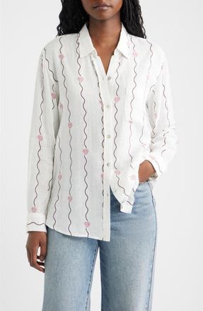 Rails Charli Seashell Stripe Linen Blend Button-Up Shirt in Striped Seashells at Nordstrom, Size Xx-Large