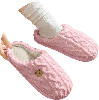 Generic 2026 Fuzzy Moon Women Slippers Comfy Warm Couple Slip On Heart for Winter Cute Star (6) Pink