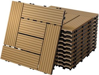 ECD Germany Ecd Germany Baldosas De Patio Wpc De 30x30 Cm 55 Piezas Por 5m&sup2; Con Aparencia De Madera Mosaico Teca Con Sistema De Drenaje Instalaci&oacute;n Mediante Clic 