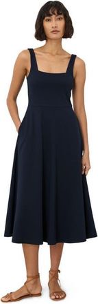 Pact Fit & Flare Square Neck Dress Made With Organic Cotton in Navy at Nordstrom, Size Xx-Large