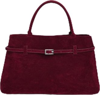 Generic Faux Suede Tops Handles Totes Bag for Women,Larges Capacity Top Handles Satchel Handbags, Womens Large Brown Faux Suede Top-Handle Work Handbag (Red,O