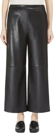 Max Mara Zwarte Gecoate Stoffen Broek Stijlvolle Broek - Dames - Wijde Broeken - Zwart - S - Leer - Broeken