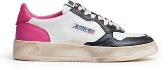 Autry Black Shock Pink Medalist Low Leather Sneakers