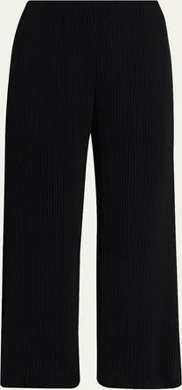 Issey Miyake Hatching Plisse Straight-Leg Crop Pants