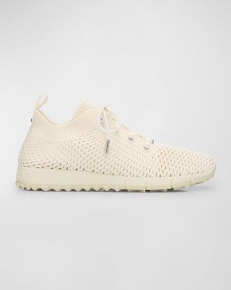 Jimmy Choo London Veles Cotton Knit Pearly Stud Sneakers