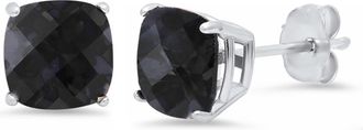 MAX + STONE Sterling Silver or Gold 8mm Cushion Cut Gemstone Birthstone Stud Earrings