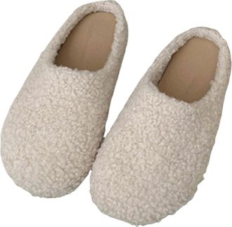 Generic Womens Fuzzy Sandal Slippers Warm Slippers Soft and Comfortable Keeping Your Feet Warm in Winter (White, 5.5)