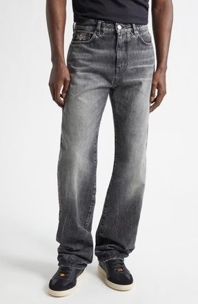 Versace Loose Fit Stonewash Denim Jeans in Medium Grey at Nordstrom, Size 30