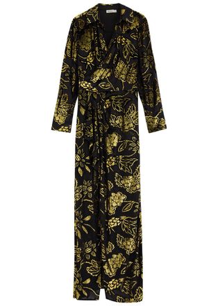 SIMKHAI Marzia Velvet Devor&eacute; Maxi Dress - Gold - 10 (UK14 / L)