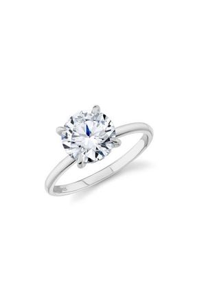 Crislu Brilliant Cut Cubic Zirconia Solitaire Ring in Pure Platinum /Clear Stone at Nordstrom, Size 9