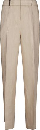 PESERICO Flowing Palazzo Trousers In Linen-Viscose Blend