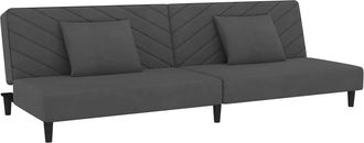 vidaXL Sof&aacute; Cama De 2 Plazas Con Dos Almohadas Terciopelo Gris Oscuro Vidaxl