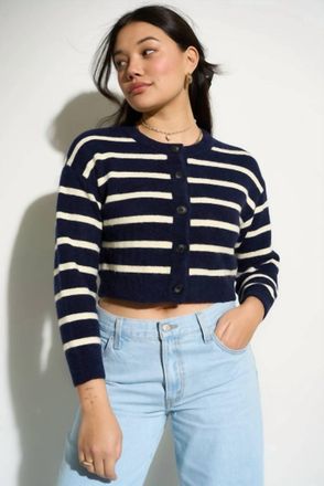 Callahan Fiona Cardigan In Navy Stripe