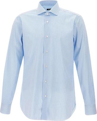 Barba Cotton Blend Shirt - Heren - Casual Overhemden - Blauw - 5XL - Katoen - Overhemden