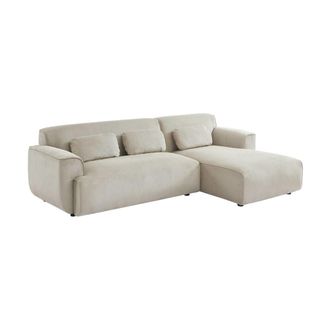 Sweeek Sof&aacute; esquinero de pana, 3 plazas, gris beige