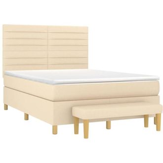 vidaXL Vidaxl - Cama Box Spring Con Colch&oacute;n Tela Color Crema 140x200 Cm