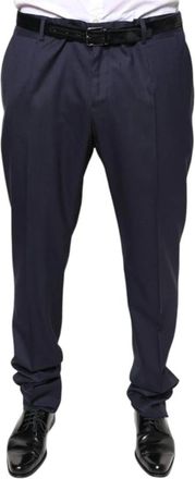 Dolce & Gabbana Blauwe Skinny Formele Pantalon - Heren - Nette broeken - Blauw - 2XL - Wol - Broeken