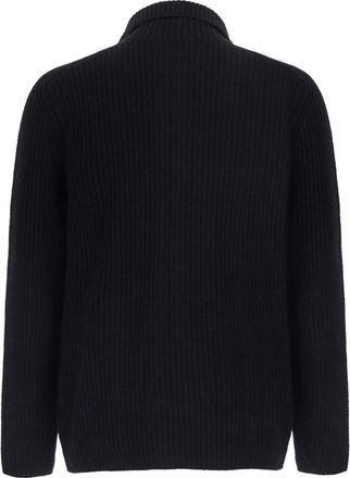 Tagliatore Mens Cardigan Dundret Black Wool Blend Tops Top