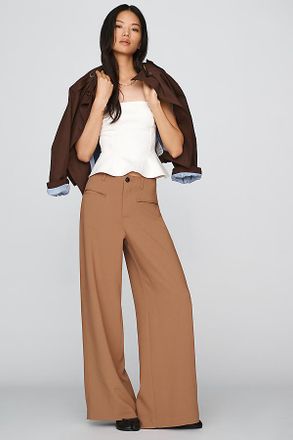 Maeve Drapey High-Rise Wide-Leg Trousers Pants