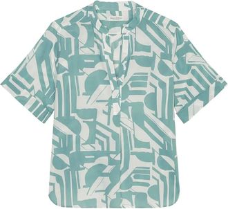 Marc O'Polo abstract-print short-sleeve blouse - women - Cotton - 34 - Blue
