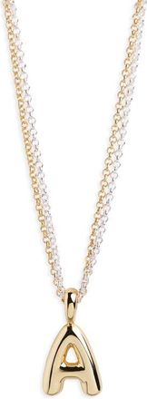 Argento Vivo Puffy A Initial Pendant Necklace in Two Tone at Nordstrom