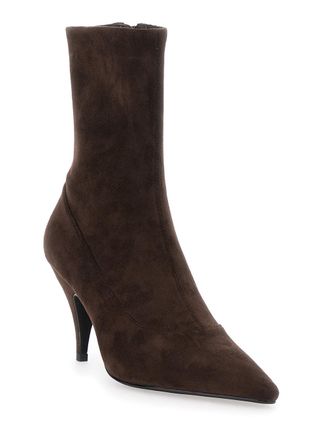 Jeffrey Campbell Womens Brown Leather Ankle Boots With Pointed Toe Fabric