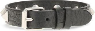 Valentino Garavani Mens Black Calf Leather Bos Taurus Bracelet