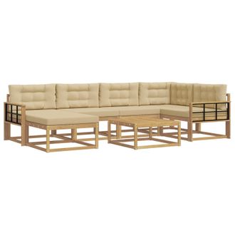 vidaXL Conjunto De Sof&aacute;s De Exterior 7 Pcs Y Beige Vidaxl