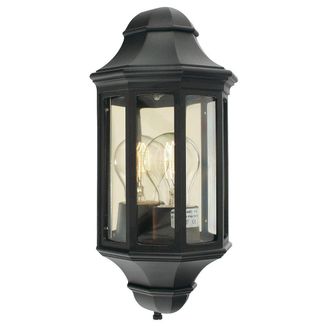 Netlighting Malaga Mini 1 Light Outdoor Wall Half Lantern Light Black IP44 E27