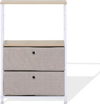 Mobili Rebecca Mobili Rebecca - Rebecca Mobili Gabinete Con Cajones De Madera, Metal Y Tela, Blanco Y Beige, Con 1 Estante