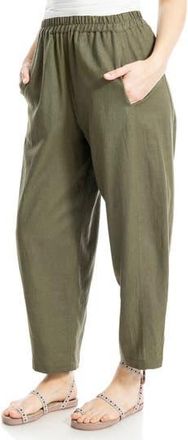 Max Studio Crop Linen Blend Barrel Leg Pants in Olive at Nordstrom Rack, Size X-Small