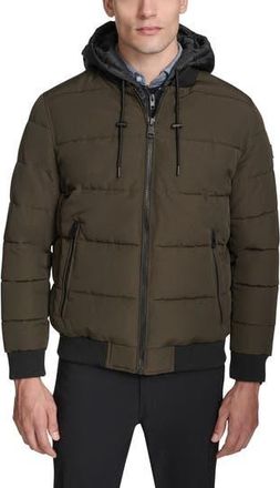 Kenneth Cole Oxford Hooded Quilted Bomber Jacket in Olive at Nordstrom Rack, Size Xx-Large