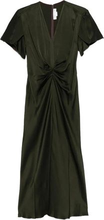 Victoria Beckham Twisted V-Neck Midi Dress