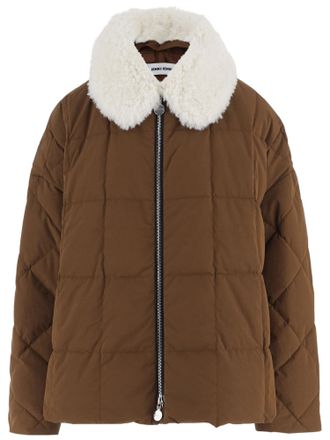 Ienki Ienki Brown Padded Shearling Collar Cotton-Blend Jacket