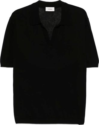 A Paper Kid fine-knit polo shirt - Black