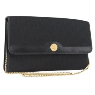 Dior Pre-owned Clutches, female, Black, Size: ONE SIZE Pre-owned Vintage Trotter Canvas Shoulder Bag