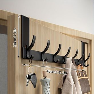 OEM Gancho De Puerta De Ba&ntilde;o De Aluminio De Dise&ntilde;o Moderno - F&aacute;cil De Instalar Para Toallas, Ropa, Sombreros, Color Negro