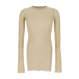 Rick Owens Long Sleeve Tops, male, Beige, Size: L Rib Long Sleeve T-Shirt