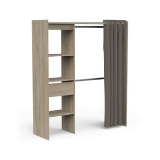 Dmora Dmora - Gran Armario Serpentina, Muebles De Dormitorio, Vestidor, Armario De Ropa, 167x50 H192 Cm, Roble Y Blanco Mate