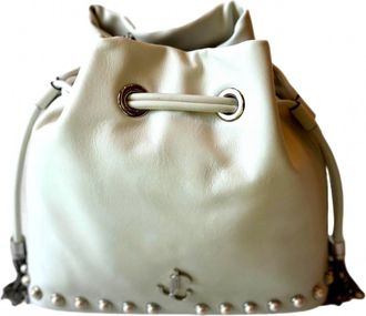 Jimmy Choo London Womens Marcheline Pearl Small Bucket Crossbody Bag In Ivory