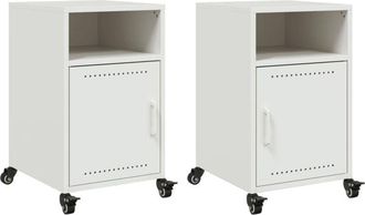vidaXL Mesitas De Noche 2 Unidades Acero Blanco 36x39x59 Cm Vidaxl