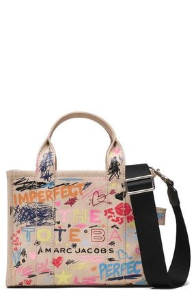 Marc Jacobs The Punk Scribble Small Canvas Tote Bag in Beige Multi at Nordstrom