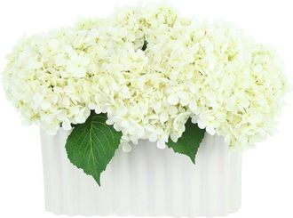 Creative Displays Inc. Handmade Faux Hydrangeas In Pleated Ceramic Vase